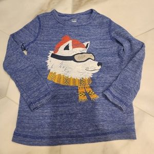 [Old Navy] boys size 3t blue cotton, long sleeve t-shirt with wolf.